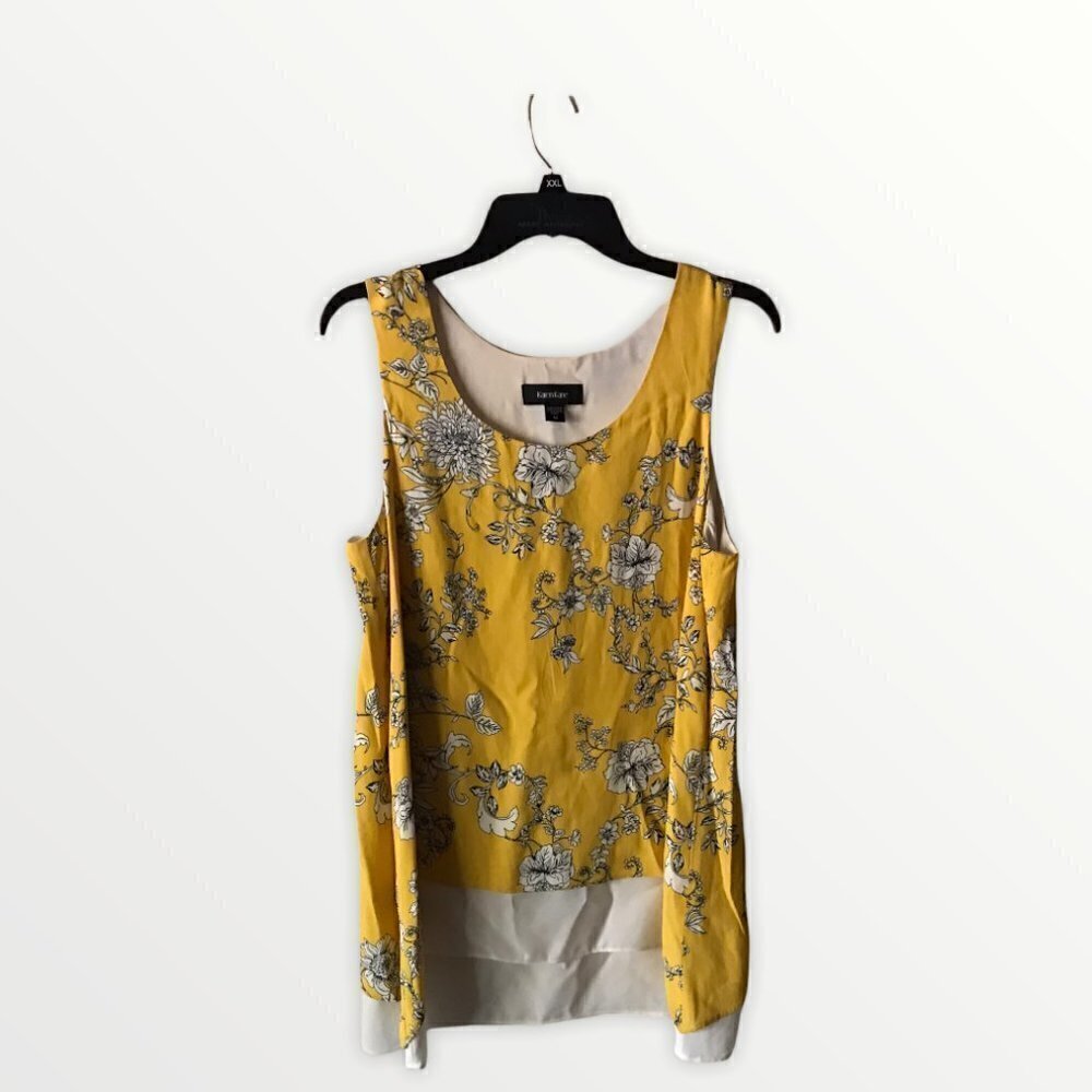 NWOT - Karen Kane - Asymmetric Layered Sleeveless Floral Print Top